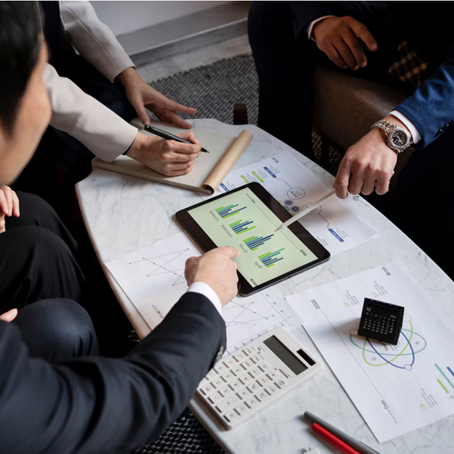 Analysts conducting due diligence review